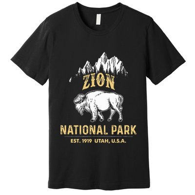 Zion National Park Utah Usa Bison Buffalo Premium T-Shirt