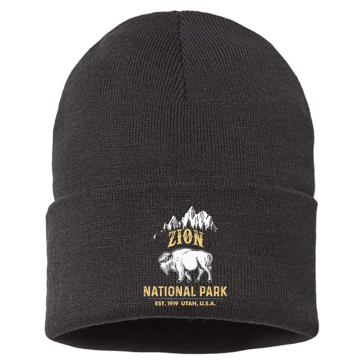 Zion National Park Utah Usa Bison Buffalo Sustainable Knit Beanie