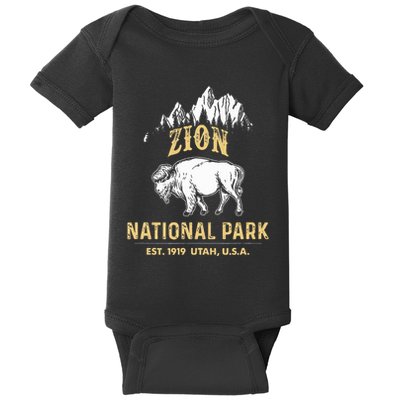Zion National Park Utah Usa Bison Buffalo Baby Bodysuit