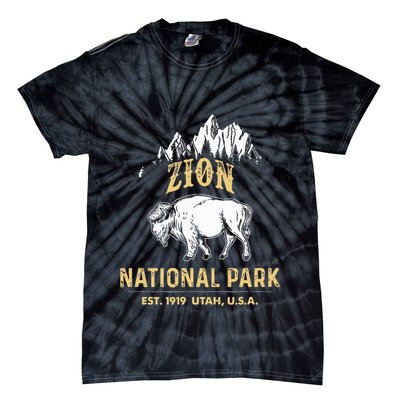 Zion National Park Utah Usa Bison Buffalo Tie-Dye T-Shirt