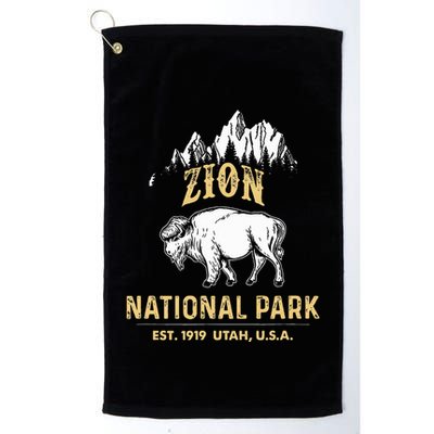 Zion National Park Utah Usa Bison Buffalo Golf Towel