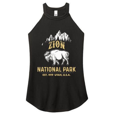 Zion National Park Utah Usa Bison Buffalo Women's Perfect Tri Rocker Tank