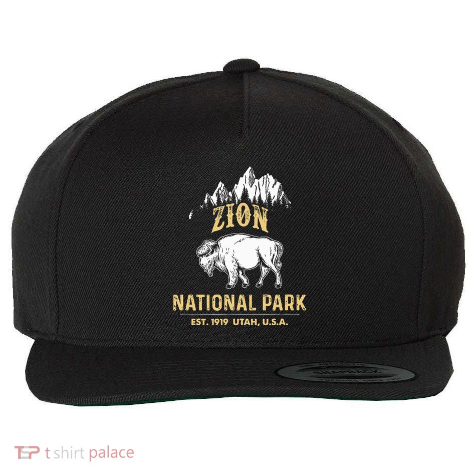 Zion National Park Utah Usa Bison Buffalo Wool Snapback Cap