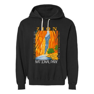 Zion National Park Utah Vintage The Narrows Garment-Dyed Fleece Hoodie