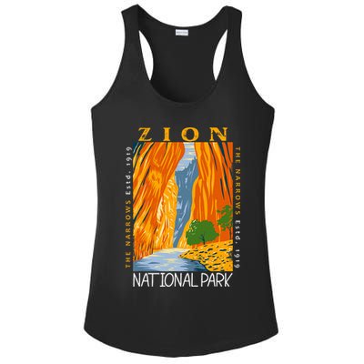 Zion National Park Utah Vintage The Narrows Ladies PosiCharge Competitor Racerback Tank