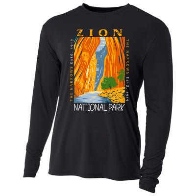 Zion National Park Utah Vintage The Narrows Cooling Performance Long Sleeve Crew