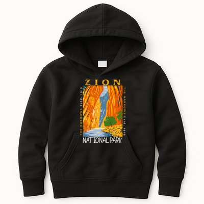 Zion National Park Utah Vintage The Narrows Kids Hoodie