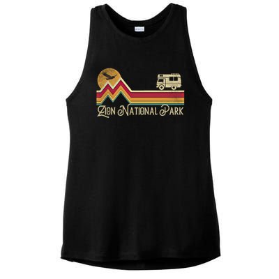 Zion National Park Vintage Retro Style Mountain Camping Hike Gift Ladies PosiCharge Tri-Blend Wicking Tank