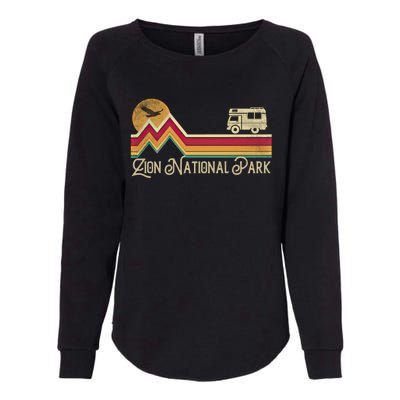 Zion National Park Vintage Retro Style Mountain Camping Hike Gift Womens California Wash Sweatshirt