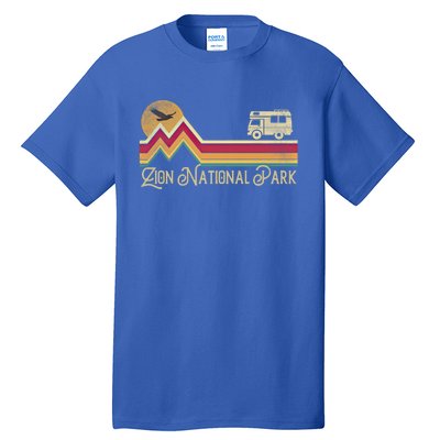 Zion National Park Vintage Retro Style Mountain Camping Hike Gift Tall T-Shirt