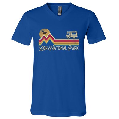 Zion National Park Vintage Retro Style Mountain Camping Hike Gift V-Neck T-Shirt