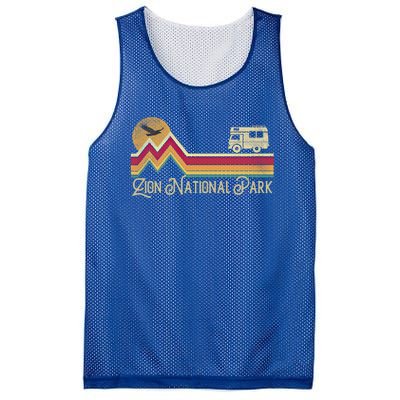 Zion National Park Vintage Retro Style Mountain Camping Hike Gift Mesh Reversible Basketball Jersey Tank