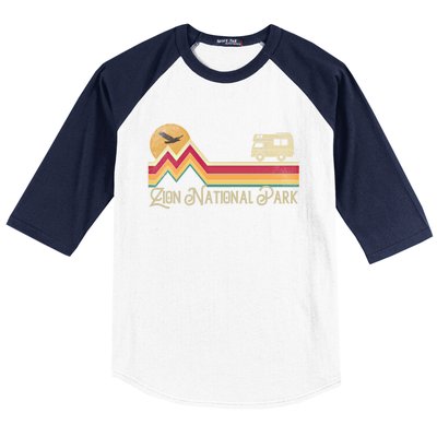 Zion National Park Vintage Retro Style Mountain Camping Hike Gift Baseball Sleeve Shirt