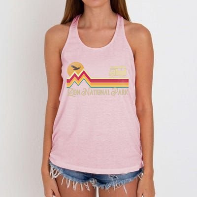 Zion National Park Vintage Retro Style Mountain Camping Hike Gift Women's Knotted Racerback Tank