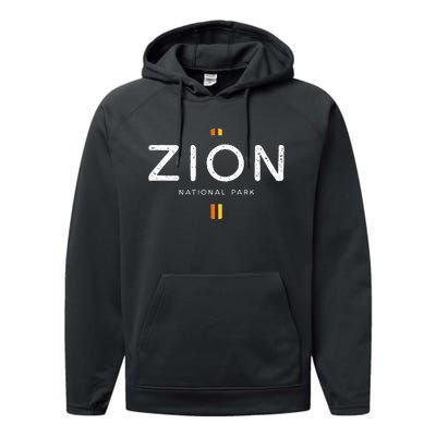 Zion National Park Utah Retro Vintage Performance Fleece Hoodie