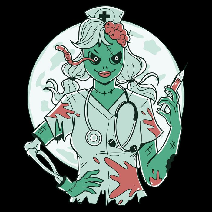 Zombie Nurse Spooky Halloween Bucket Hat