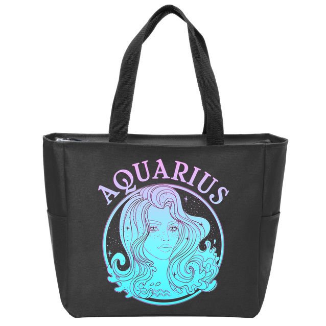 Zodiac Aquarius Lady Zip Tote Bag