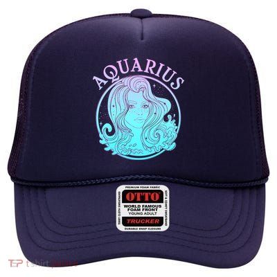 Zodiac Aquarius Lady High Crown Mesh Back Trucker Hat