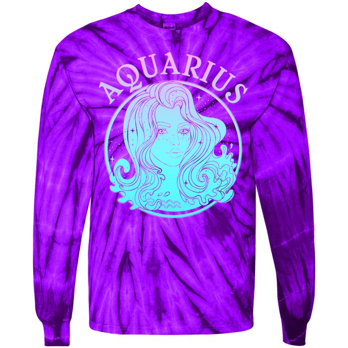 Zodiac Aquarius Lady Tie-Dye Long Sleeve Shirt