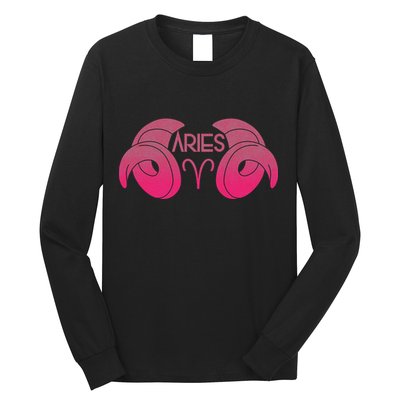 Zodiac Aries Ram Horns Long Sleeve Shirt