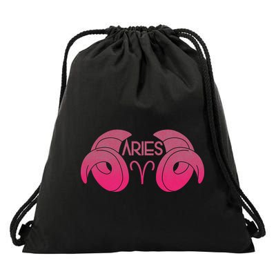 Zodiac Aries Ram Horns Drawstring Bag