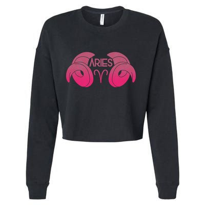 Zodiac Aries Ram Horns Cropped Pullover Crew