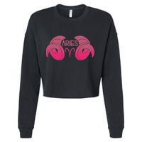 Zodiac Aries Ram Horns Cropped Pullover Crew