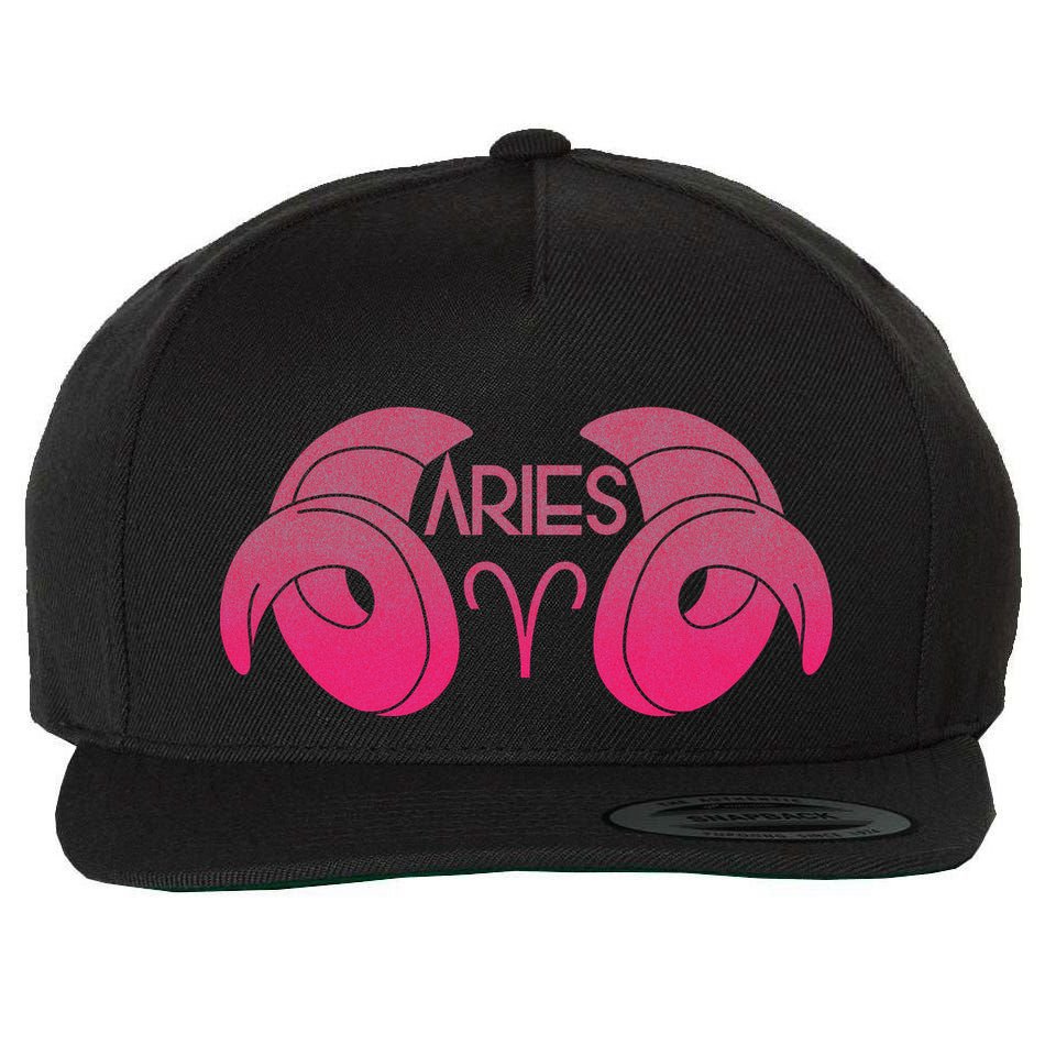 Zodiac Aries Ram Horns Wool Snapback Cap