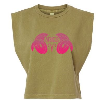 Zodiac Aries Ram Horns Garment-Dyed Women's Muscle Tee