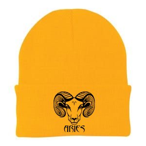 Zodiac Aries Ram Horns Face Knit Cap Winter Beanie