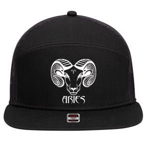 Zodiac Aries Ram Horns Face 7 Panel Mesh Trucker Snapback Hat