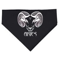 Zodiac Aries Ram Horns Face USA-Made Doggie Bandana