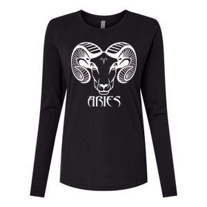 Zodiac Aries Ram Horns Face Womens Cotton Relaxed Long Sleeve T-Shirt