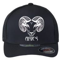 Zodiac Aries Ram Horns Face Flexfit Unipanel Trucker Cap