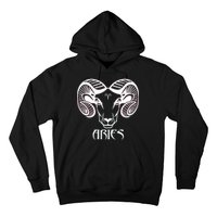 Zodiac Aries Ram Horns Face Hoodie