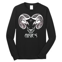 Zodiac Aries Ram Horns Face Long Sleeve Shirt