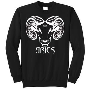 Zodiac Aries Ram Horns Face Sweatshirt