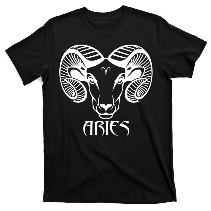 Zodiac Aries Ram Horns Face T-Shirt