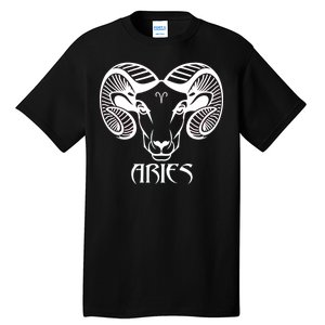 Zodiac Aries Ram Horns Face Tall T-Shirt