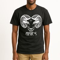 Zodiac Aries Ram Horns Face Tall T-Shirt