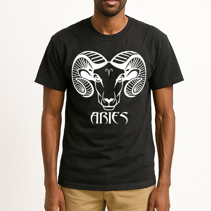 Zodiac Aries Ram Horns Face Tall T-Shirt