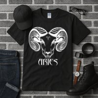 Zodiac Aries Ram Horns Face Tall T-Shirt