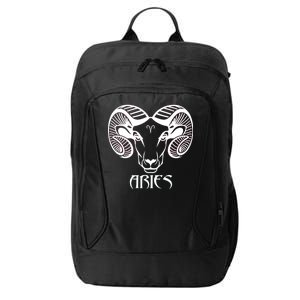 Zodiac Aries Ram Horns Face City Backpack