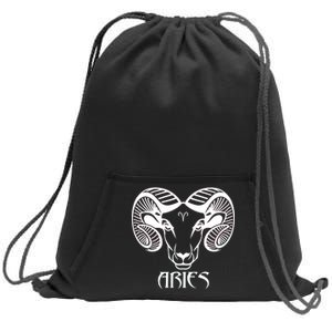 Zodiac Aries Ram Horns Face Sweatshirt Cinch Pack Bag