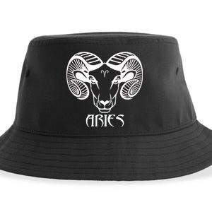 Zodiac Aries Ram Horns Face Sustainable Bucket Hat