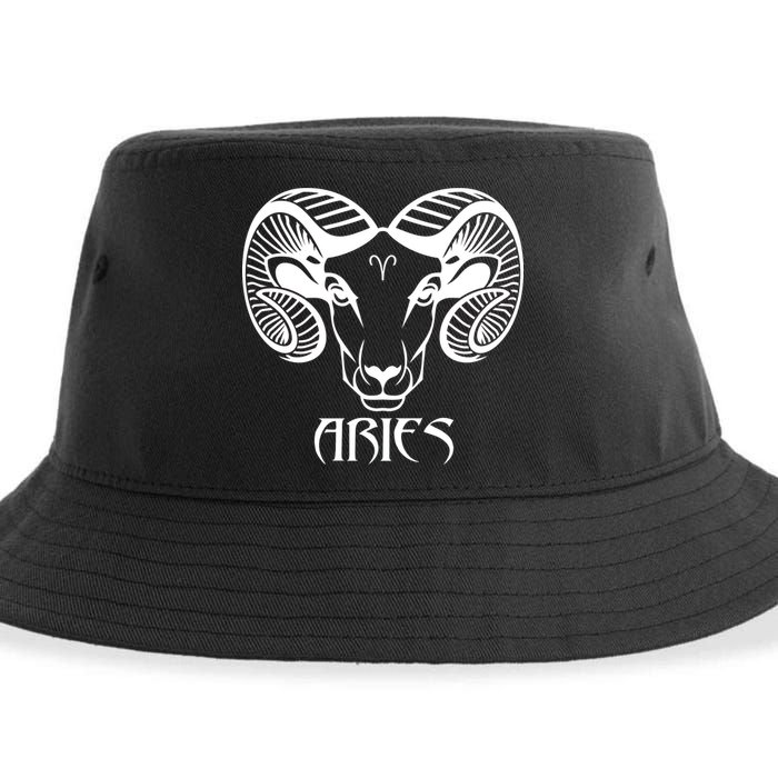 Zodiac Aries Ram Horns Face Sustainable Bucket Hat