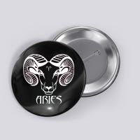 Zodiac Aries Ram Horns Face Button