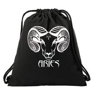 Zodiac Aries Ram Horns Face Drawstring Bag