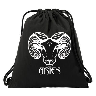 Zodiac Aries Ram Horns Face Drawstring Bag