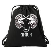 Zodiac Aries Ram Horns Face Drawstring Bag